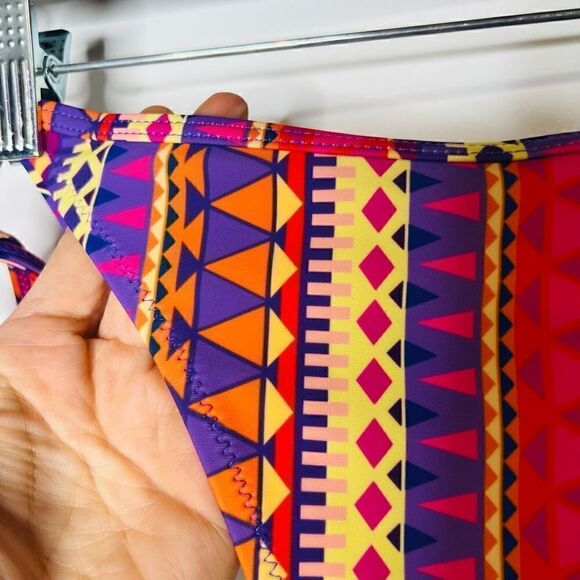 Cupshe Geometric Shapes Multicolor Red Yellow Orange Purple String Bikini Bottom - Picture 2 of 6